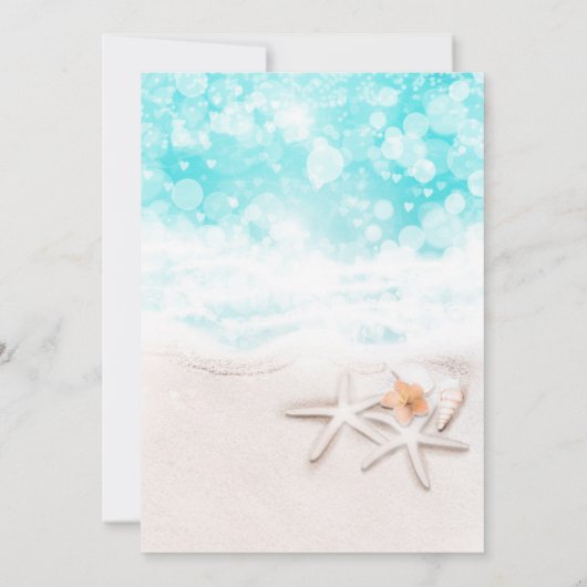 ホワイトサンディビーチスターフィッシュブルー海招待状 招待状 (裏面)