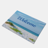 ホワイトサンディビーチフロリダコーストラインウェルカム ドアマット (アングル)