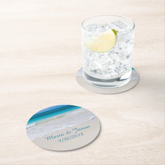 ホワイトサンディビーチ結婚式紙コースター ラウンドペーパーコースター (インサイチュ)