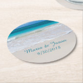 ホワイトサンディビーチ結婚式紙コースター ラウンドペーパーコースター (アングル)