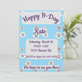 ホワイトサンドドルハッピーバースデー 招待状