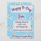 ホワイトサンドドルハッピーバースデー 招待状 (正面/裏面)