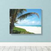 ホワイトサンドビーチw/Palm キャンバスプリント (インサイチュ (ウッドフロア))