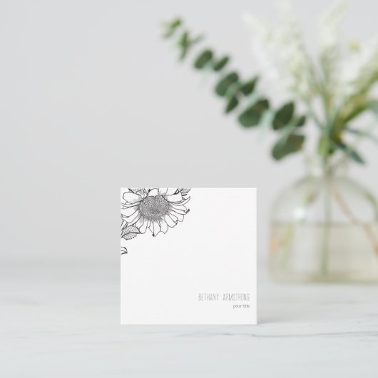 ホワイトサンフラワーシンプルズスクエア スクエア名刺 (スタンド正面)