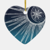 ホワイトサンムーンマンダラブルーグラデーションデザイン セラミックオーナメント (正面)