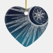 ホワイトサンムーンマンダラブルーグラデーションデザイン セラミックオーナメント (裏面)