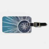ホワイトサンムーンマンダラブルーグラデーションデザイン ラゲッジタグ (正面横)