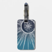 ホワイトサンムーンマンダラブルーグラデーションデザイン ラゲッジタグ (裏面縦)