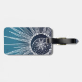 ホワイトサンムーンマンダラブルーグラデーションデザイン ラゲッジタグ (裏面横)