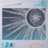 ホワイトサンムーンマンダラブルーグラデーションデザイン 薄葉紙 (クラフト)