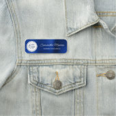 ホワイトサークルネイビー王室のブルーフォイルのロゴ 名札 (インサイチュ)