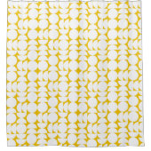 ホワイトサークルバウハウスイエローパターン シャワーカーテン (正面)