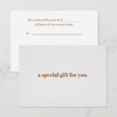 ホワイトシック |プレインレザーエレガントルックギフトカード (正面/裏面)