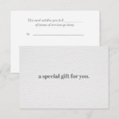 ホワイトシック |プレインレザーエレガントルックギフトカード (正面/裏面)