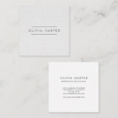 ホワイトシック |レザーミニマルルック スクエア名刺 (正面/裏面)