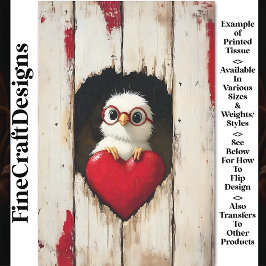 ホワイトシック、レッドグラス&赤いハートBY4デコページ 薄葉紙