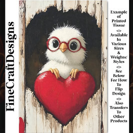 ホワイトシック、レッドグラス&赤いハートBY5デコページ 薄葉紙