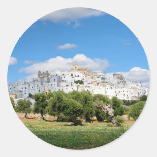 ホワイトシティOstuni, Pugliaラウンドステッカー ラウンドシール