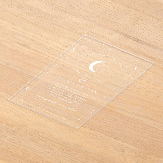 ホワイトシテナルアーチ結婚式招待状 アクリル招待状 (レイダウン)