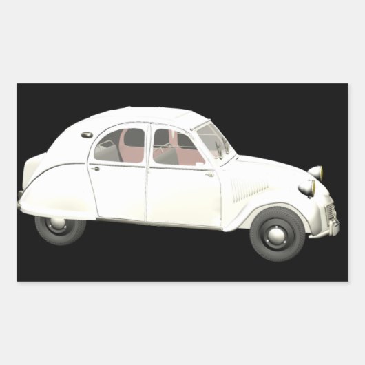 ホワイトシトロエン2CV 長方形シール (正面)