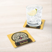 ホワイトシャギー犬の誕生日パーティー スクエアペーパーコースター (インサイチュ)