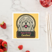 ホワイトシャギー犬の誕生日パーティー スタンダードカクテルナプキン (インサイチュ)