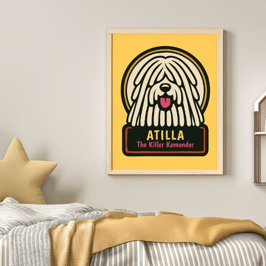 ホワイトシャギー犬の誕生日パーティー ポスター