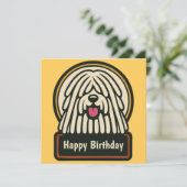 ホワイトシャギー犬の誕生日パーティー 招待状 (スタンド正面)