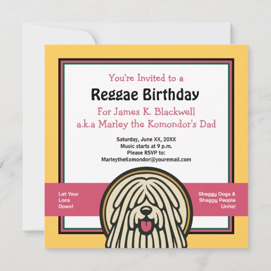 ホワイトシャギー犬の誕生日パーティー 招待状 (裏面)