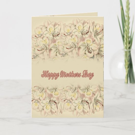 ホワイトシャクナゲヴィンテージハッピーマザーズデイ カード (正面)