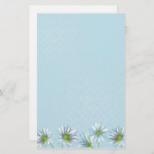 ホワイトシャスタデイジーフラワースケッチ 便箋 (正面/裏面)