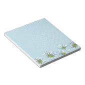 ホワイトシャスタデイジーフラワー縁どパステルブルー ノートパッド (アングル)