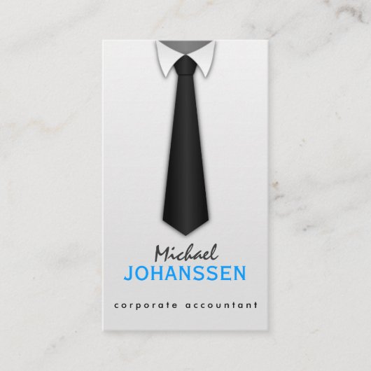 ホワイトシャツブラックタイ会計士の名刺 名刺 (正面)