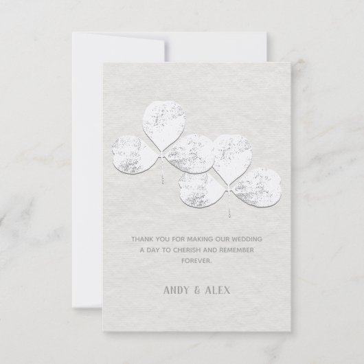 ホワイトシャムロ結婚ックサンキューカード サンキューカード (正面)