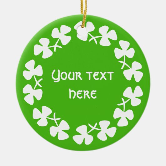 ホワイトシャムロ縁どックス追加文字 セラミックオーナメント (正面)