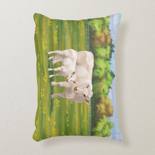 ホワイトシャロレカウカートカーフ牛 アクセントクッション (正面(垂直))