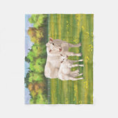 ホワイトシャロレカウカートカーフ牛 フリースブランケット (正面)