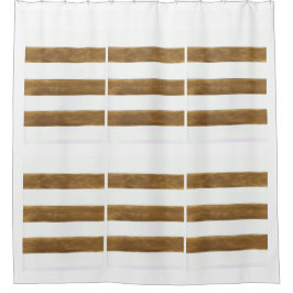 ホワイトシャワーカーテン付き金ゴールドストライプ シャワーカーテン