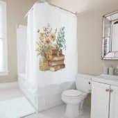 ホワイトシャワーカーテン |水彩 |ブックの愛好家 シャワーカーテン (インサイチュ)