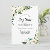 ホワイトシャンパンフラワーズエレガントバプテスマ 招待状 (スタンド正面)