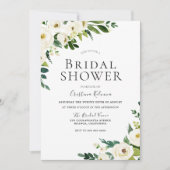 ホワイトシャンパンフラワーズエレガントブライダルシャワー 招待状 (正面)