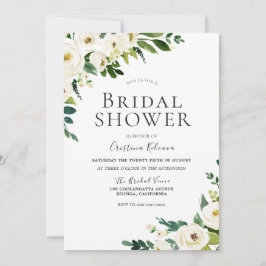 ホワイトシャンパンフラワーズエレガントブライダルシャワー 招待状