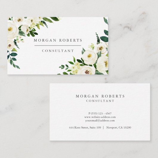 ホワイトシャンパンフラワーズプロフェッショナルまたは美しい 名刺 (正面/裏面)