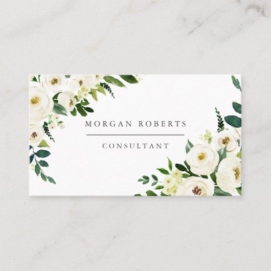 ホワイトシャンパンフラワーズプロフェッショナルまたは美しい 名刺 (正面)