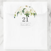 ホワイトシャンパンフラワーズ21歳の誕生日パーティー ラウンドシール (バッグ)