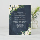 ホワイトシャンパンフラワーズ&ネイビー結婚式招待状 招待状 (スタンド正面)