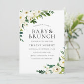 ホワイトシャンパンフラワーベビーエレガントシャワーブランチ 招待状 (スタンド正面)