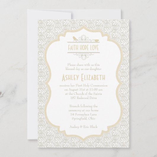 ホワイトシャンパンレースファースト招待状 招待状 (正面)