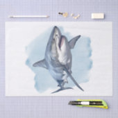 ホワイトシャークの水彩画 薄葉紙 (クラフト)
