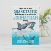 ホワイトシャークの誕生日パーティー招待状 招待状 (スタンド正面)